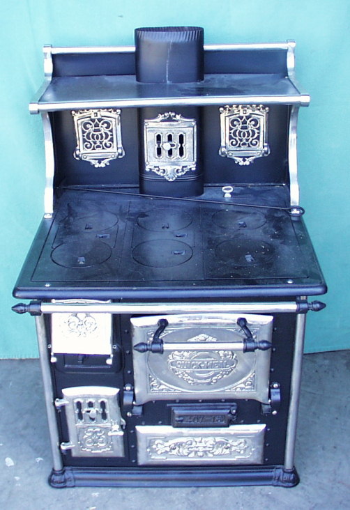 Quick Meal Enamel & Cast Iron Stove, Vintage Wood Burning Stove