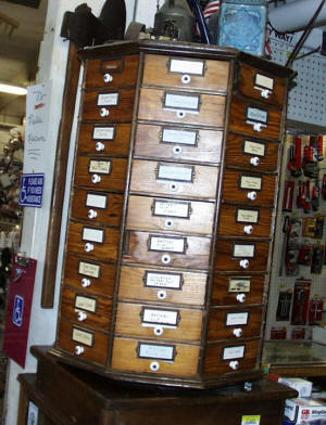Country Store Table Top 72 Drawer Nut / Bolt / Screw Parts Cabinet