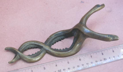 Twisted Snakes Figural Brass Boot Jack 