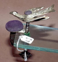 Antique Nickel Plated Sewing Bird w/ 2 Pincushions