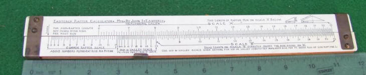 Easterly Rafter Calculating Slide Rule