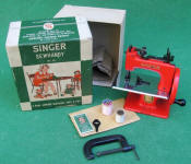 RED Singer Model 20-10 TSM / Toy Sewing Machine in Original Box