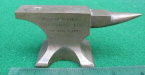 Cristobal Colon / Sunk July 3rd 1898 Miniature Cast Brass Commemorative Advertising Anvil / Paperweight