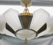 Art Deco Era Slip Shade Chandelier 7 Bulb Ceiling Light Fixture