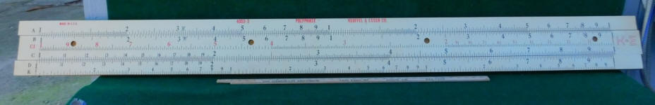 K & E Keuffel & Esser 4053-3 Polyphase 7' Classroom Teaching Aid Slide Rule