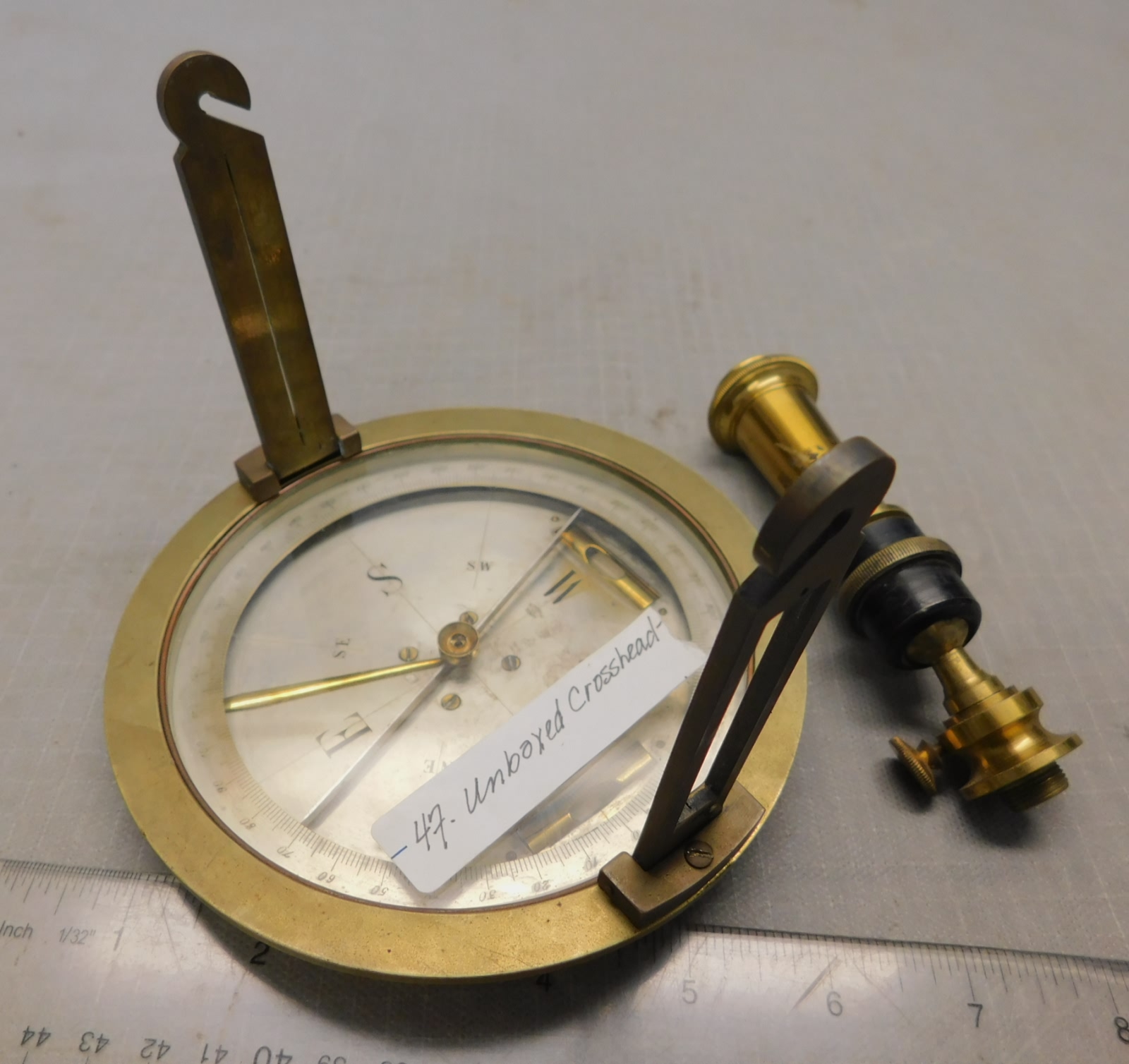 4-1/2 Antiqued Brass Sundial Compass with Wooden Box