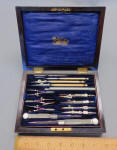 Stanley Drafting Instrument Set in 2 Tier Rosewood Case 