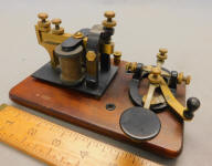 Signal Electric Telegraph Key & Receiver on Wood Base