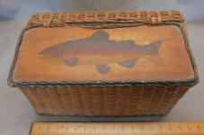 Wicker Fishing Creel w/ Painted Trout Lid