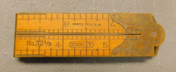 Stanley No. 32 1/2 Boxwood 1' 4 Fold Brass Bound Caliper Rule