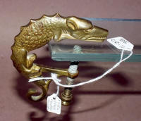 Cast Brass Figural Scaly Dog / Creature Sewing Clamp w/ Hook 