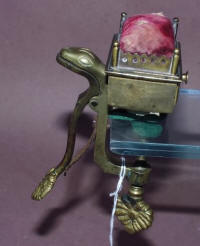 Sea Serpent / Snake Figural Brass Sewing Clamp w/ Pincushion