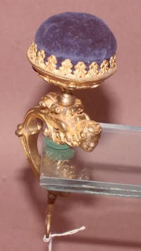 Antique Winged Cherub Gilded Brass Sewing Clamp Pincushion