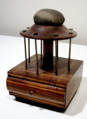 Inlaid Walnut Thread Stand / Pincushion